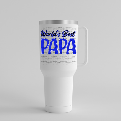 World’s Best Papa PNG – Blue Glossy Typography Design