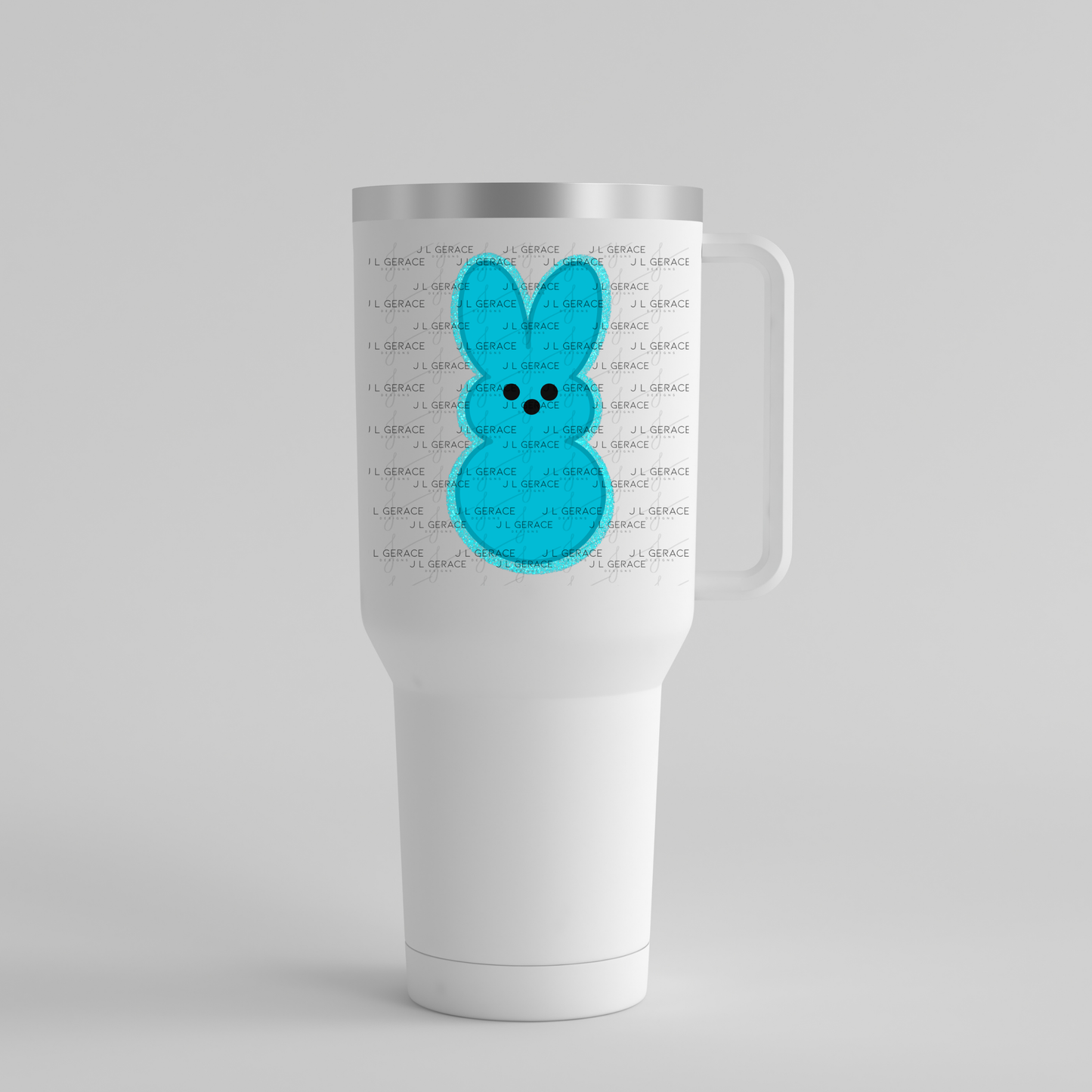 Blue Glitter Bunny Peep Easter Clipart Sublimation PNG
