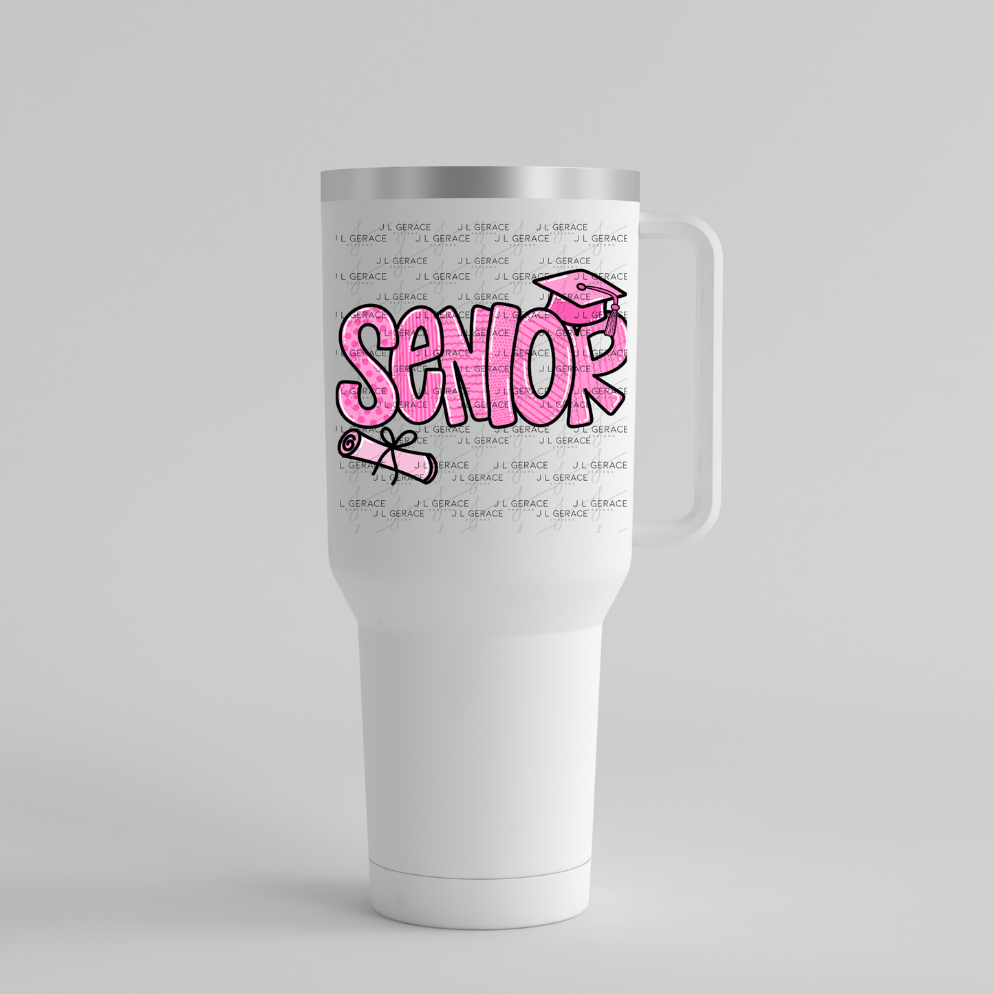Senior PNG – Pink Pattern Graduation Sublimation Design
