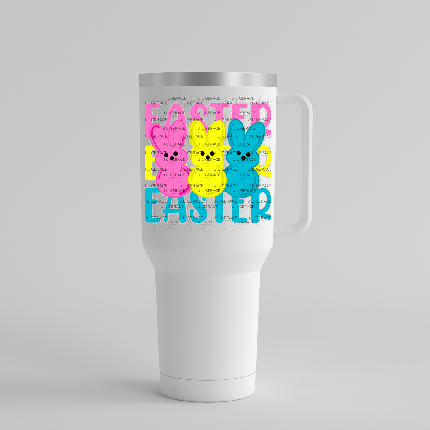 EASTER EASTER EASTER Bunnies Pink - Yellow - Blue Chunky Glitter Outline PNG