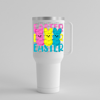EASTER EASTER EASTER Bunnies Pink - Yellow - Blue Chunky Glitter Outline PNG