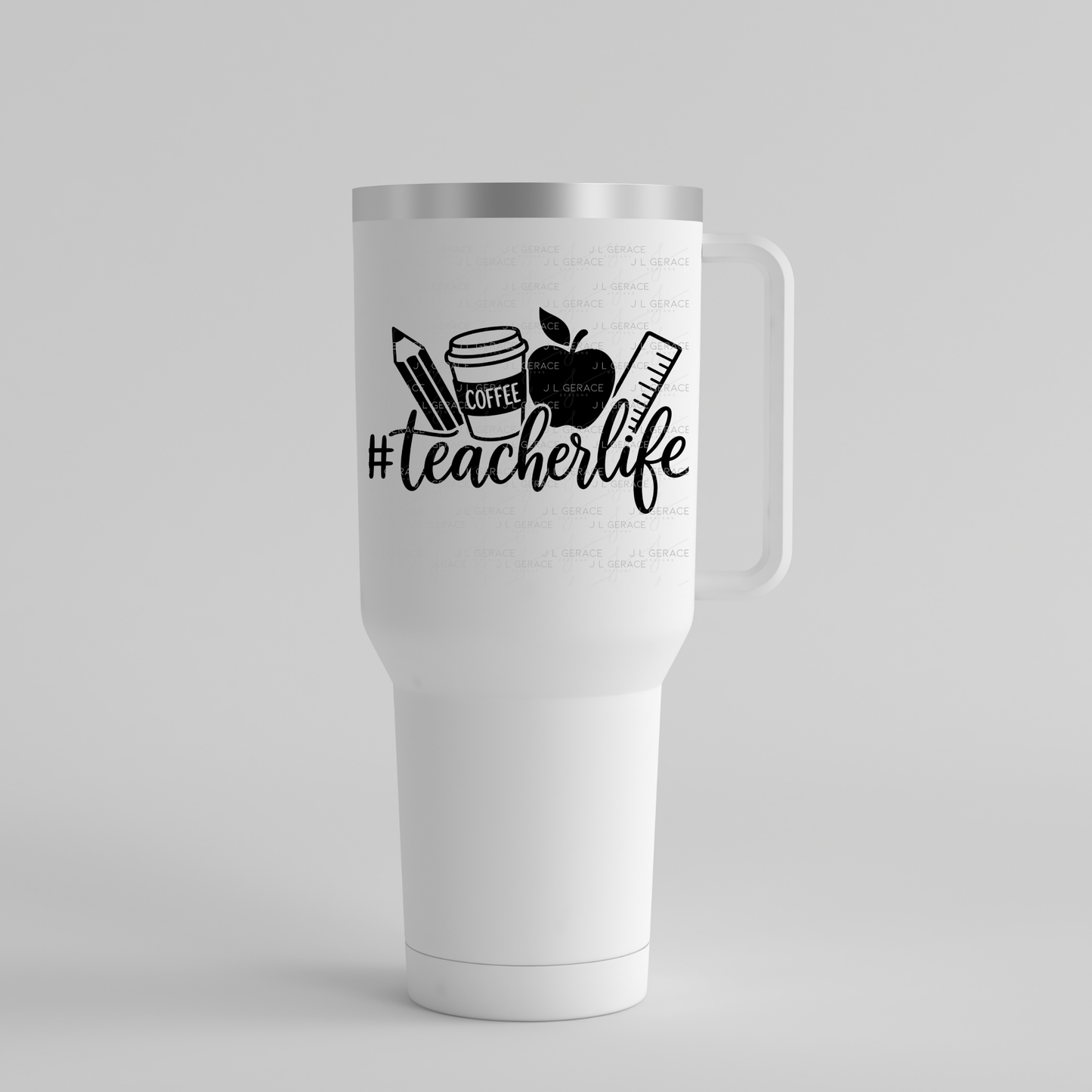 Teacherlife School Supplies Black and White PNG (2 Colors)