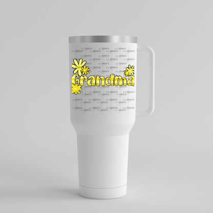 Grandma PNG – Yellow Floral Name Sublimation Design