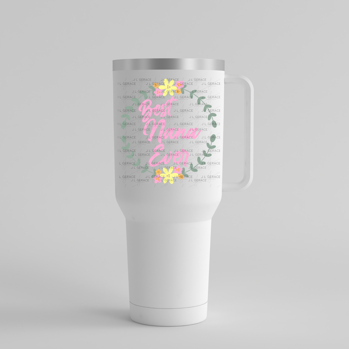 Best Nana Ever PNG – Floral Wreath Script Sublimation Design