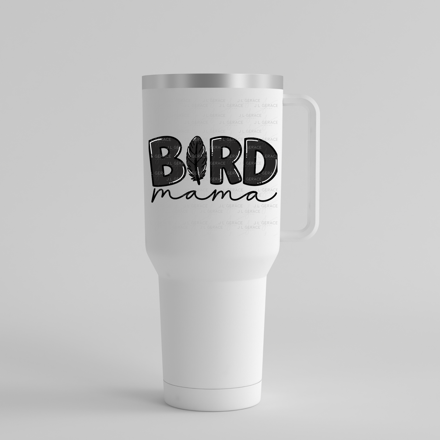Bird PNG – Black Word Design with Feather Letter