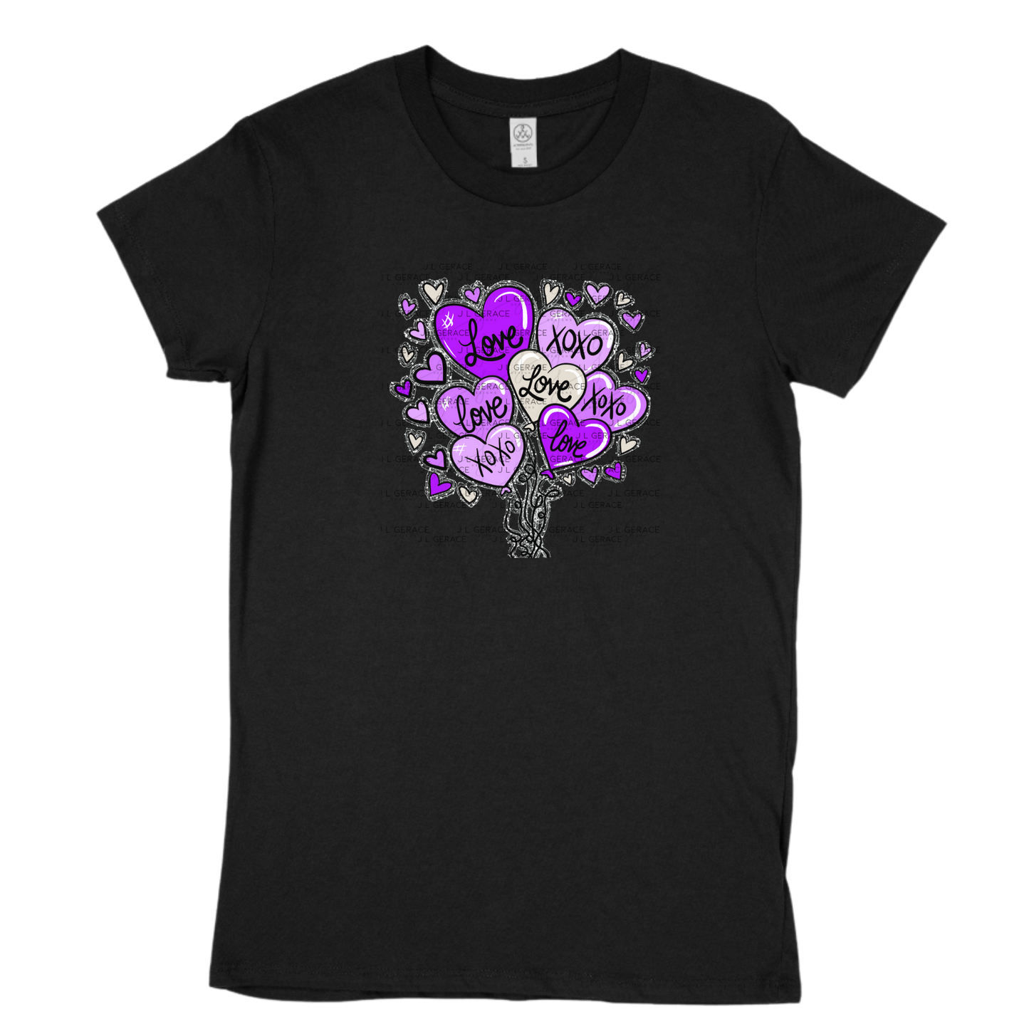 Purple Love & XOXO Heart Balloon Bouquet with Glitter String Outline PNG