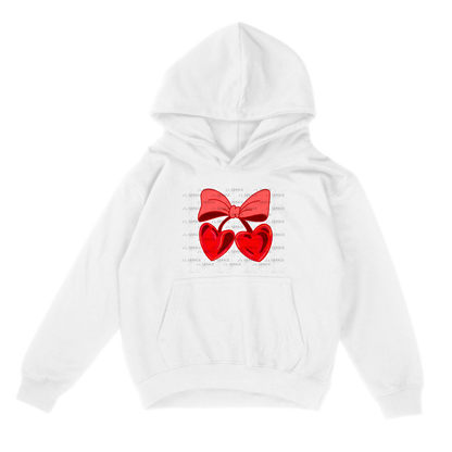 Red Heart Cherries PNG with Bow String Glitter Outline Design