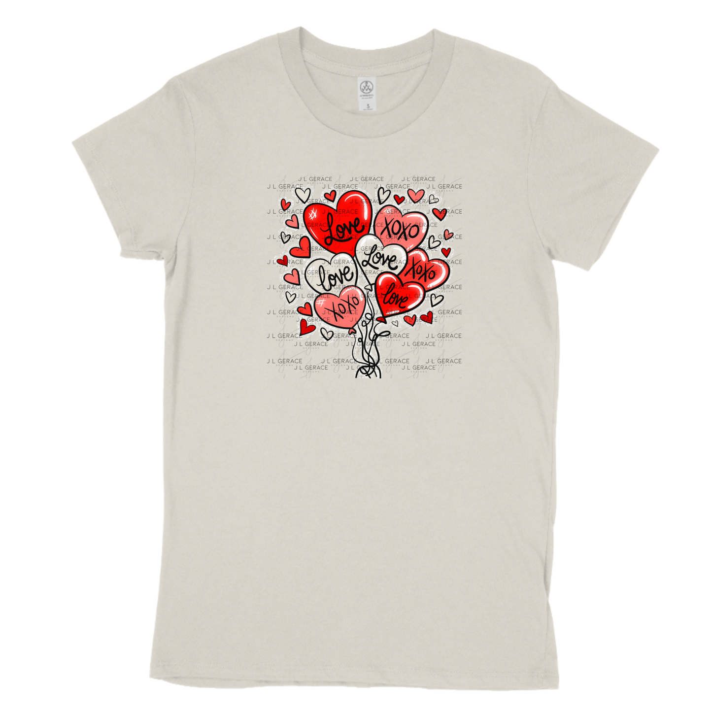 Red Love & XOXO Heart Balloon Bouquet with Glitter String Outline PNG