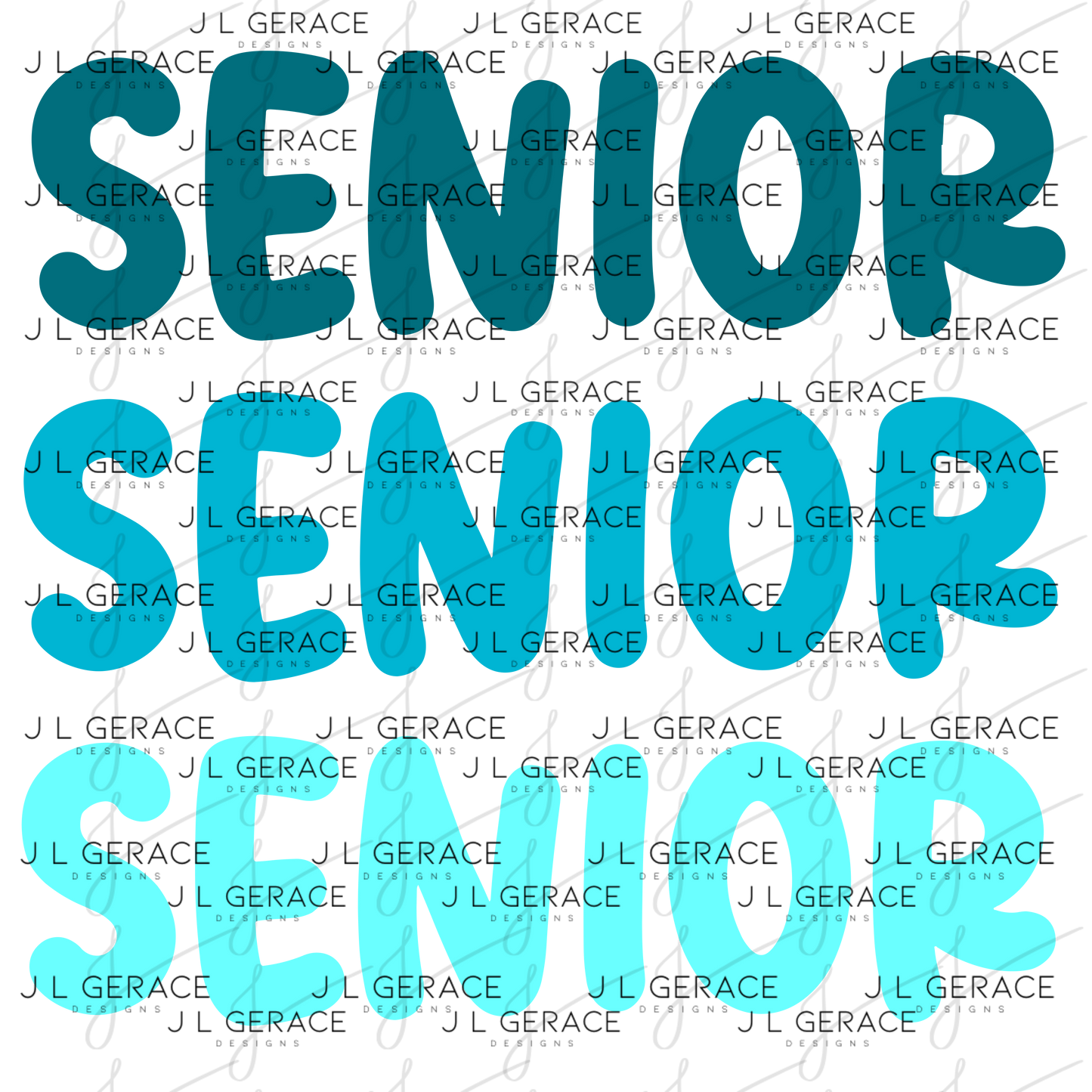 Senior PNG – Teal Gradient Graduation Lettering Design