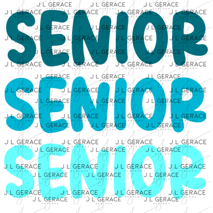 Senior PNG – Teal Gradient Graduation Lettering Design