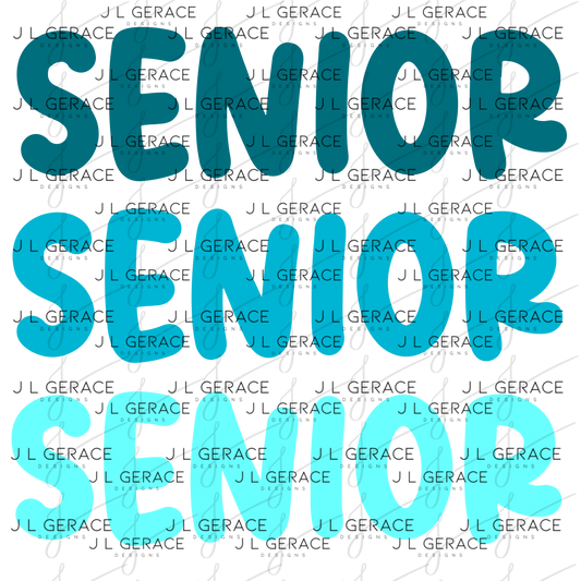 Senior PNG – Teal Gradient Graduation Lettering Design
