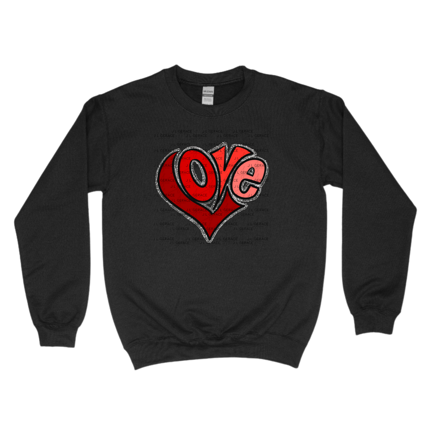 Red Love Heart Letter PNG with Glitter Outline Design