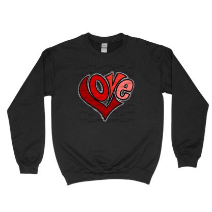 Red Love Heart Letter PNG with Glitter Outline Design