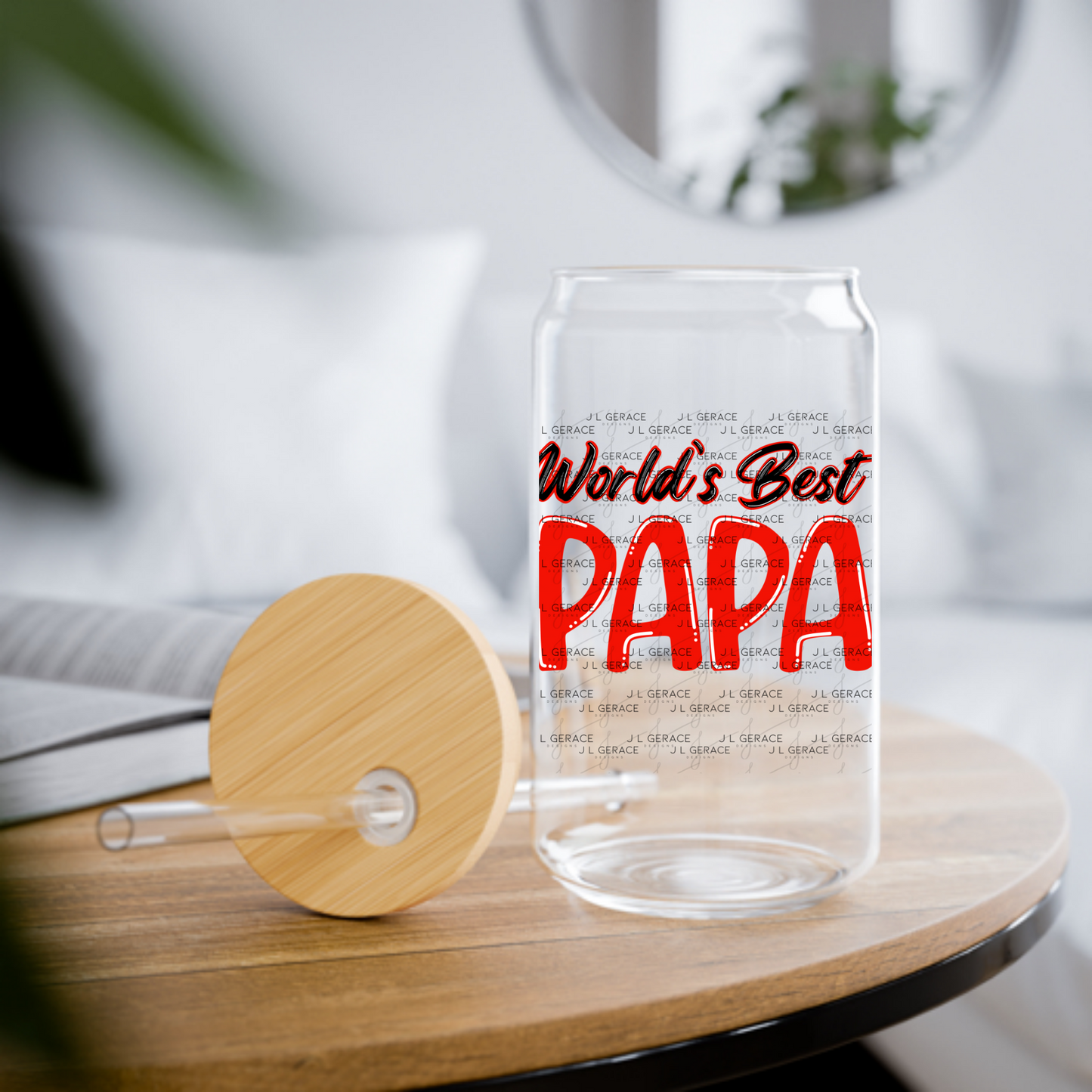 World’s Best Papa PNG – Red Glossy Typography Design