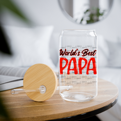 World’s Best Papa PNG – Red Glossy Typography Design