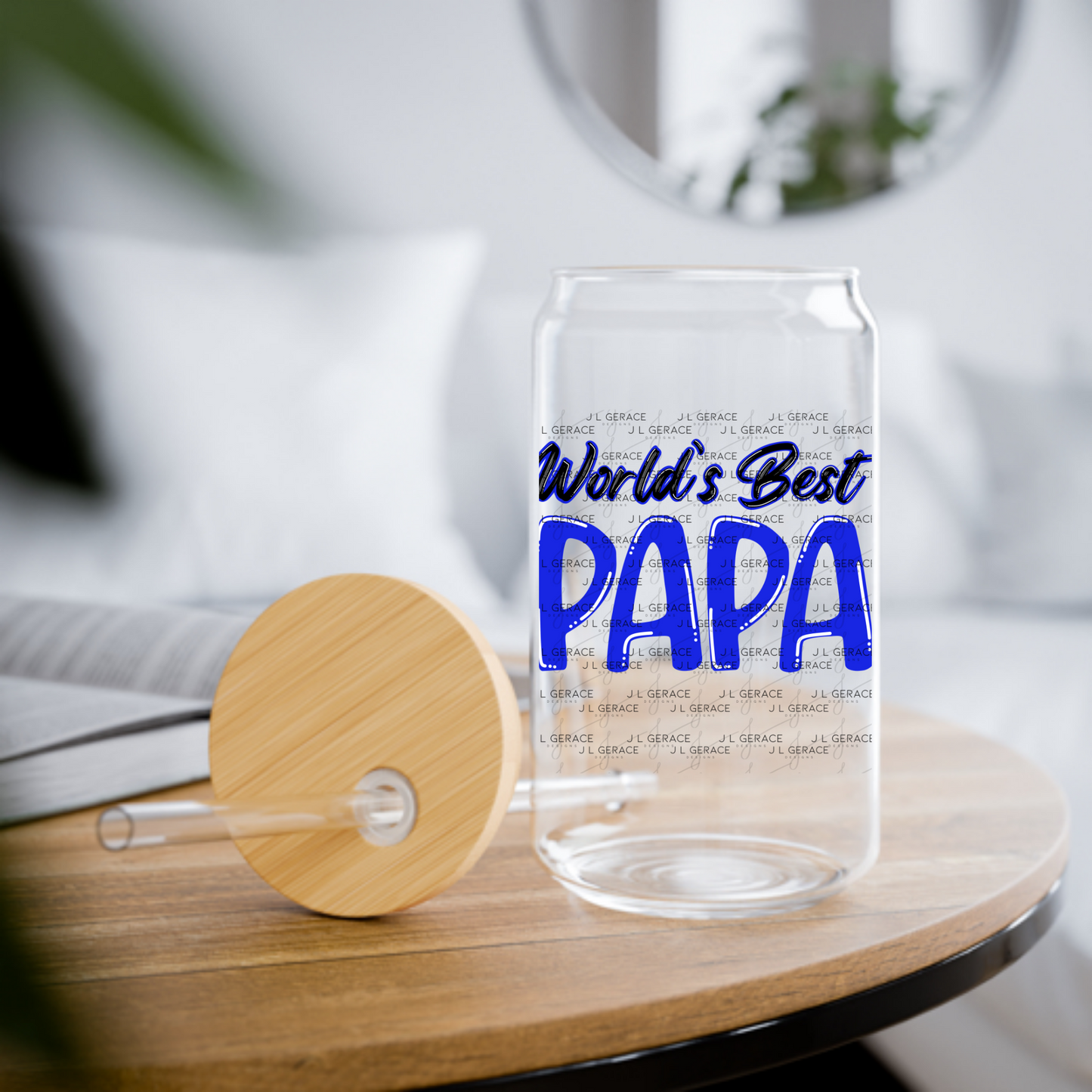 World’s Best Papa PNG – Blue Glossy Typography Design
