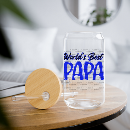 World’s Best Papa PNG – Blue Glossy Typography Design