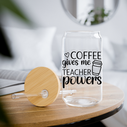 Coffee Gives Me Teacher Powers Black and White PNG (2 Colors)