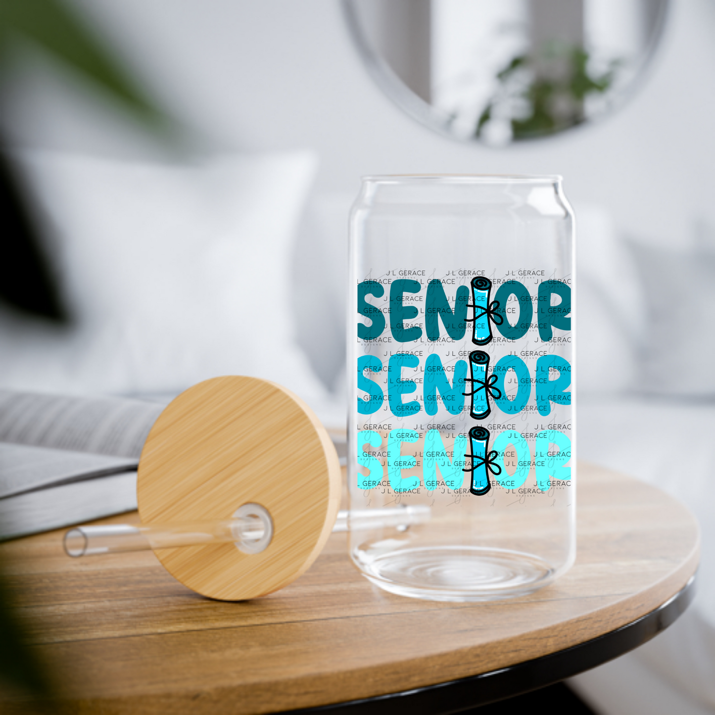 Senior PNG – Teal Diploma Graduation Lettering Design