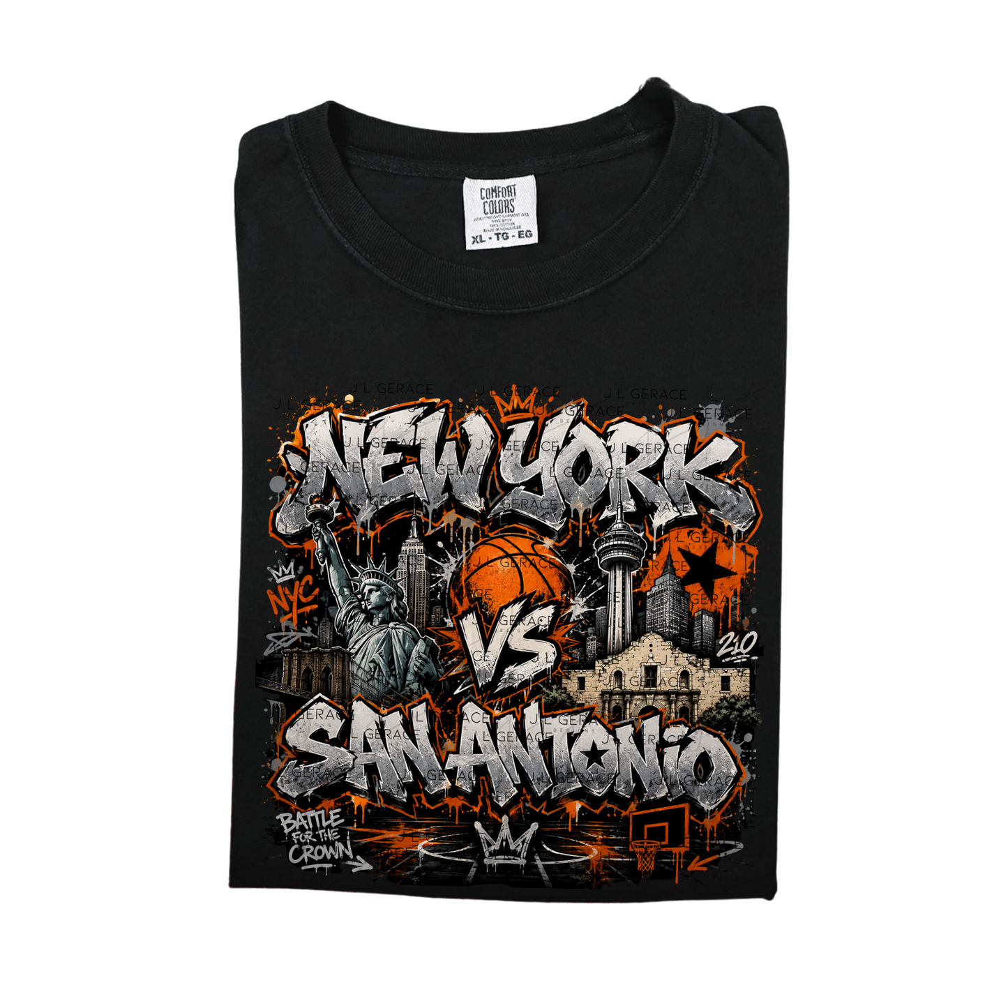 New York vs San Antonio PNG Graffiti Basketball Championship Sublimation Design