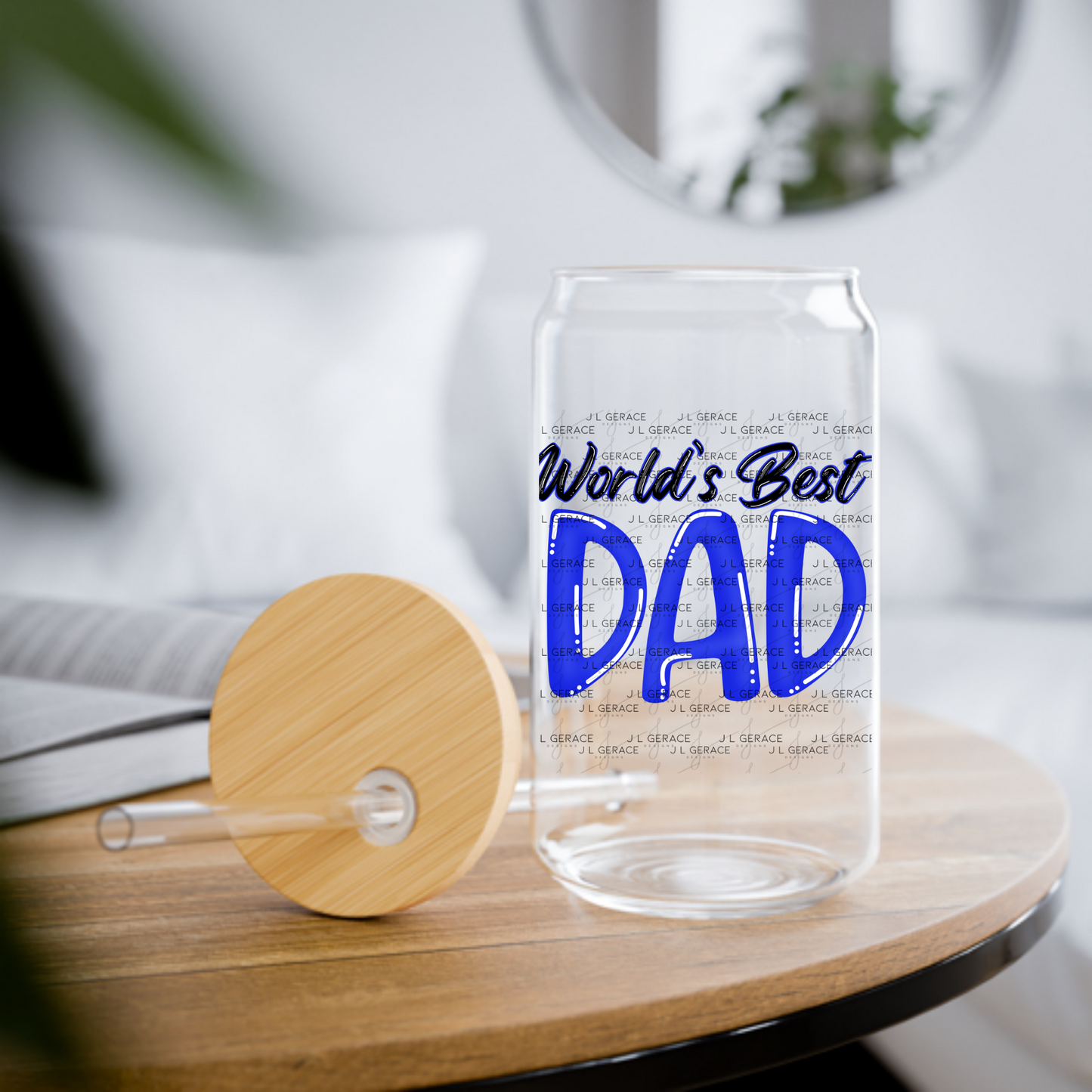 World’s Best Dad PNG – Blue Glossy Typography Design for Father’s Day