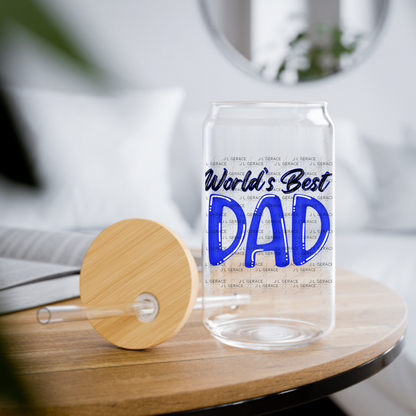 World’s Best Dad PNG – Blue Glossy Typography Design for Father’s Day