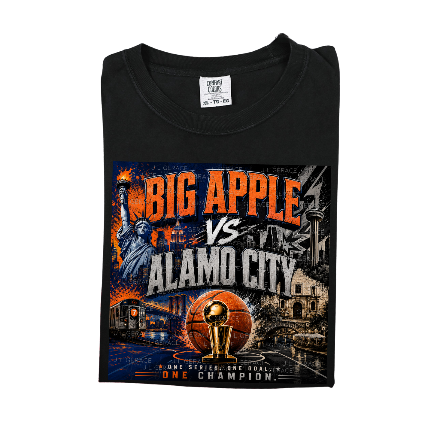 Big Apple vs Alamo City Basketball Championship PNG Design