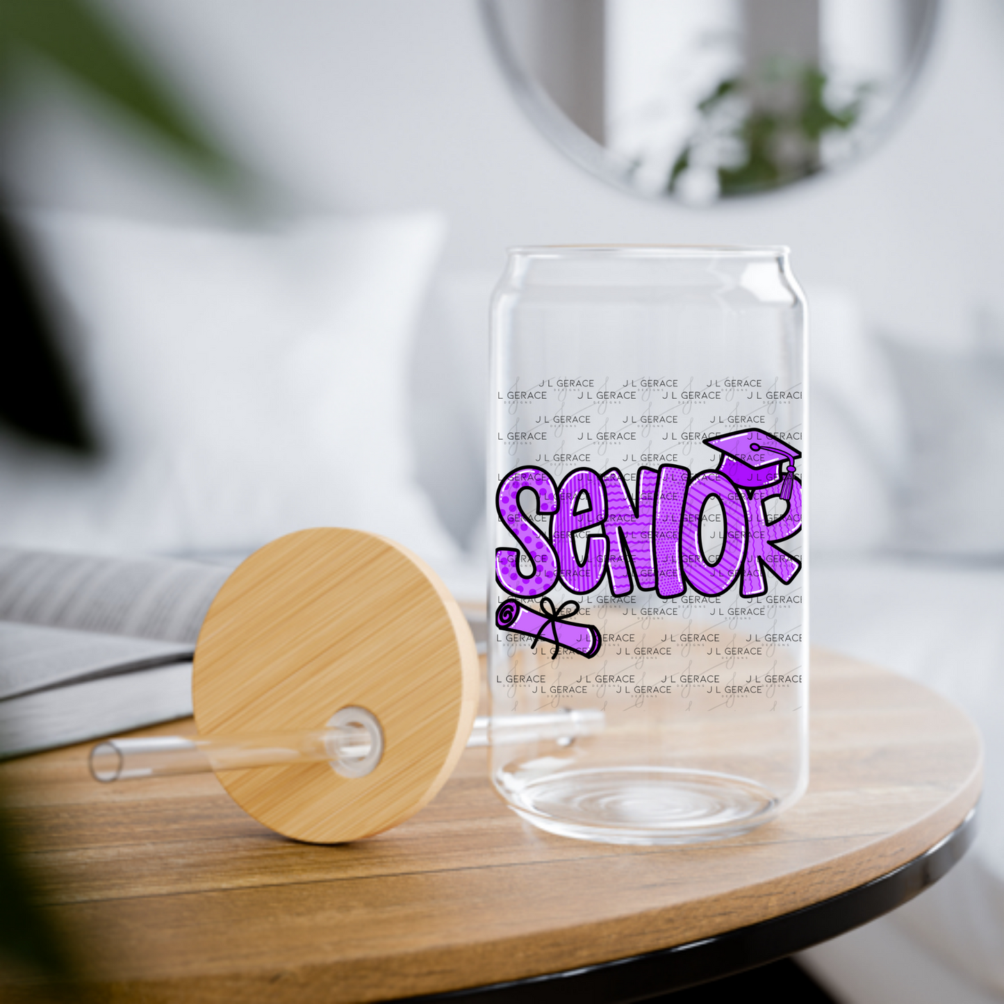 Senior PNG – Purple Pattern Graduation Sublimation Design