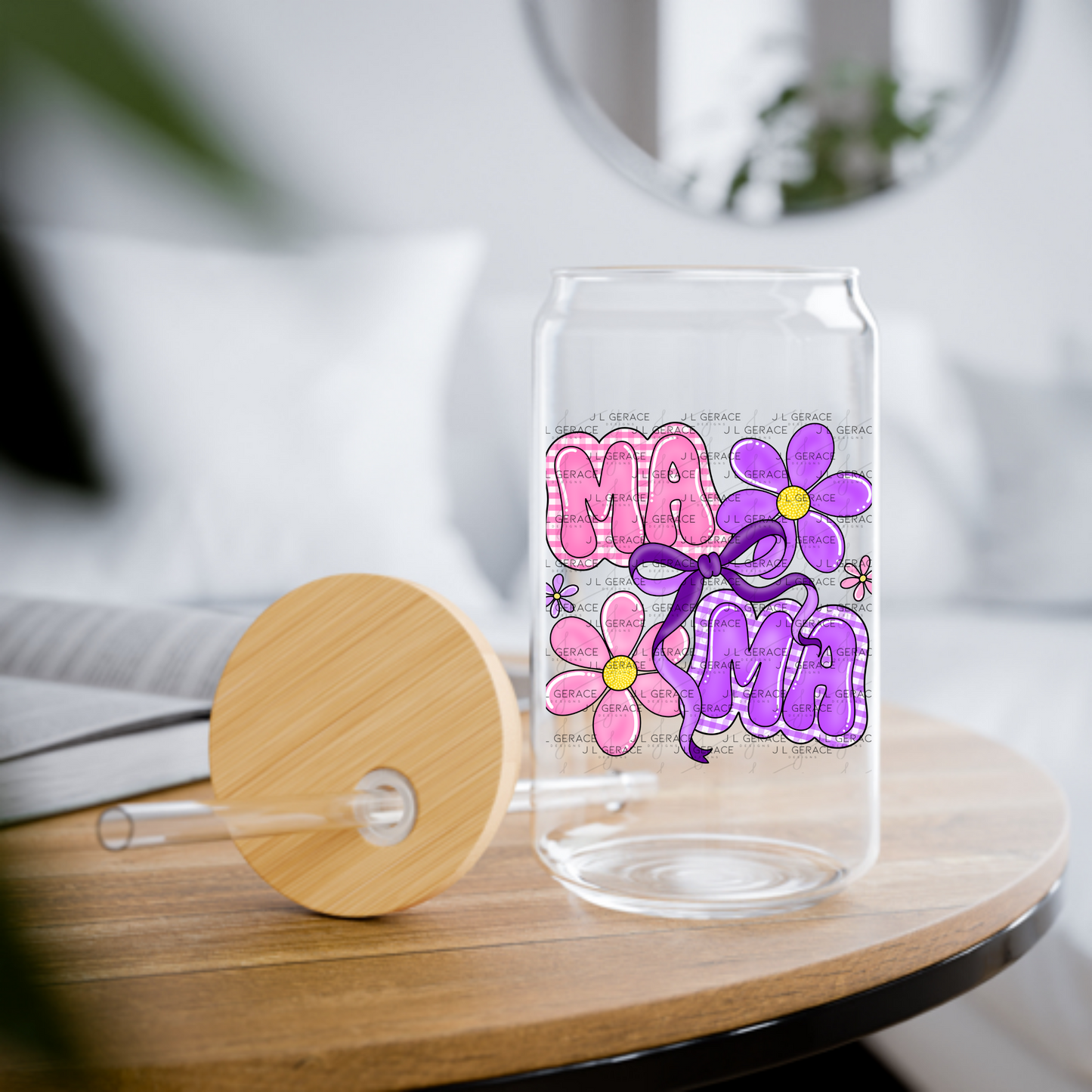 Mama Floral Bow PNG Design