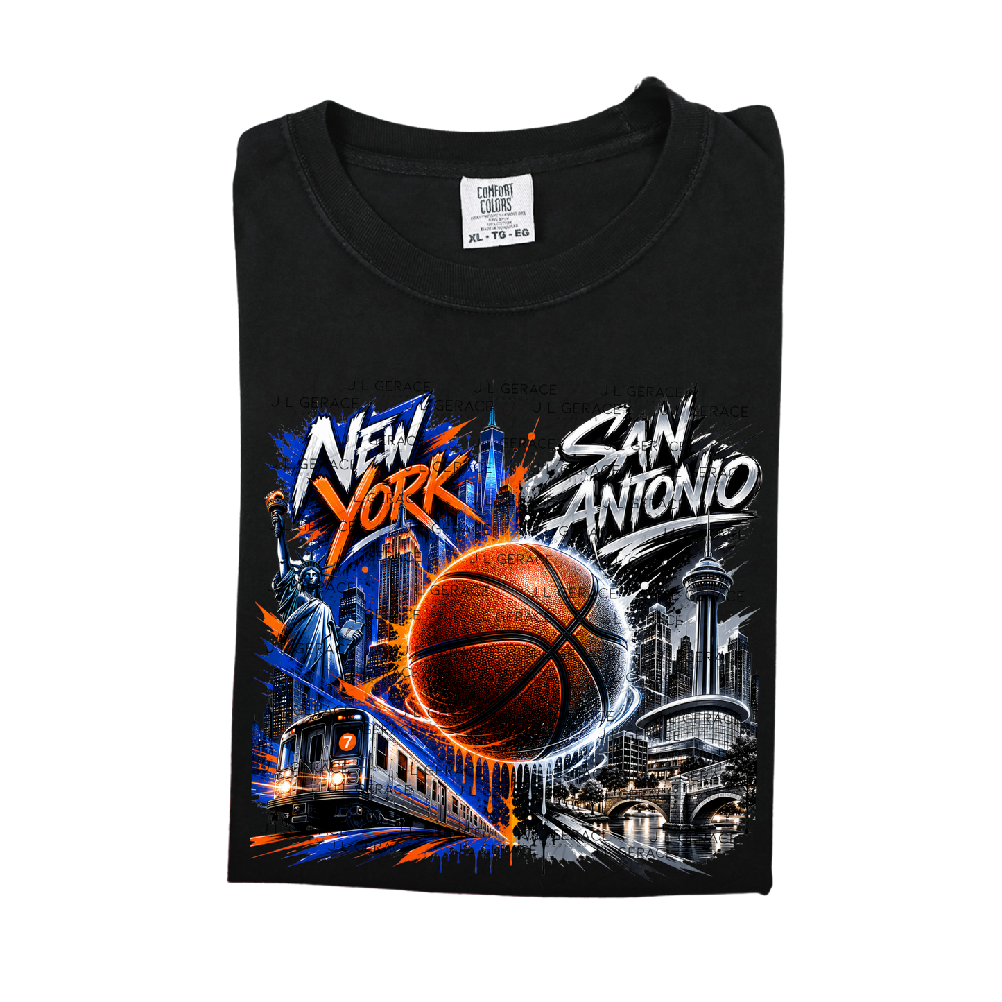 New York vs San Antonio Graffiti Basketball PNG Design