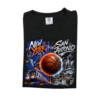 New York vs San Antonio Graffiti Basketball PNG Design