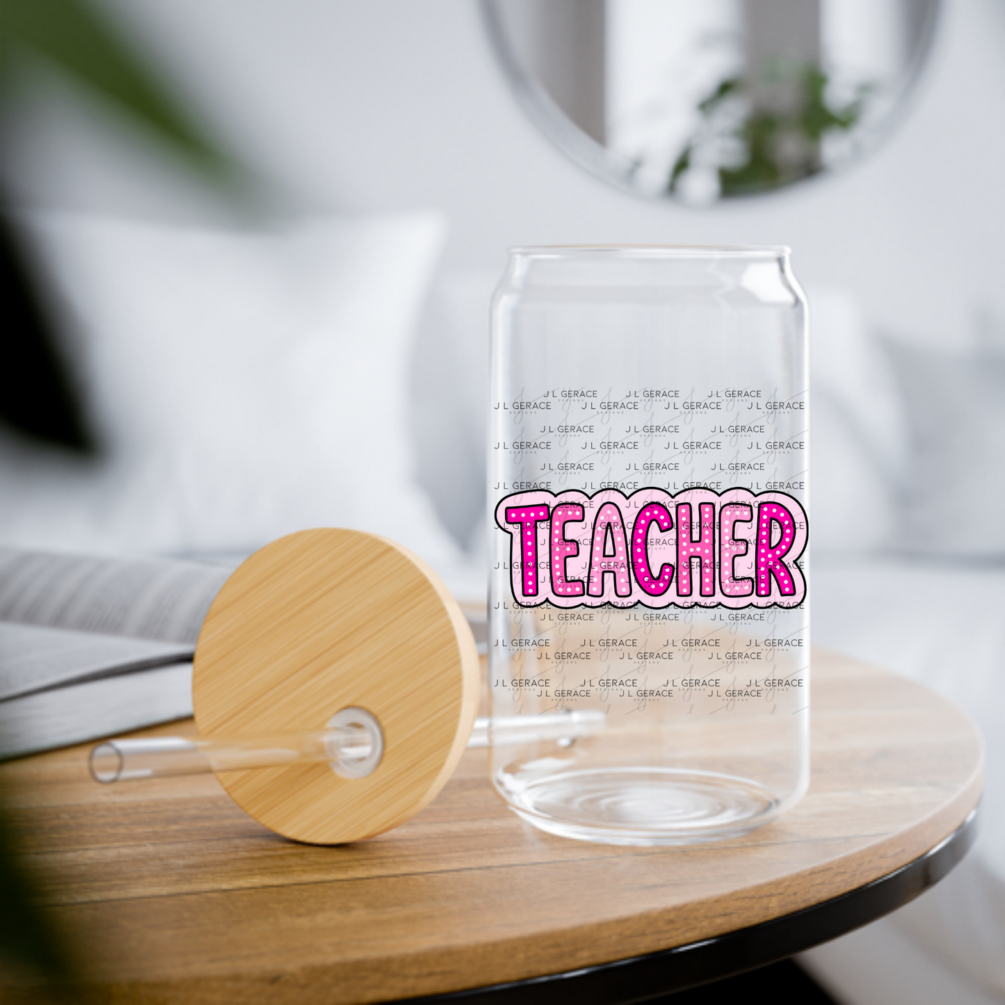 Teacher Dot Lettering Pink PNG Digital Download