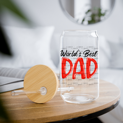 World’s Best Dad PNG – Red Glossy Typography Design for Father’s Day