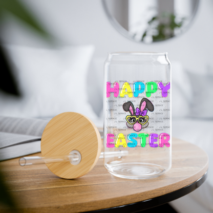 Happy Easter Bunny Bubblegum Rainbow Glitter Letters Clipart Sublimation PNG