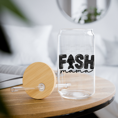 Fish Mama PNG – Black Glossy “FISH Mama” Design with Fish Silhouette Letter