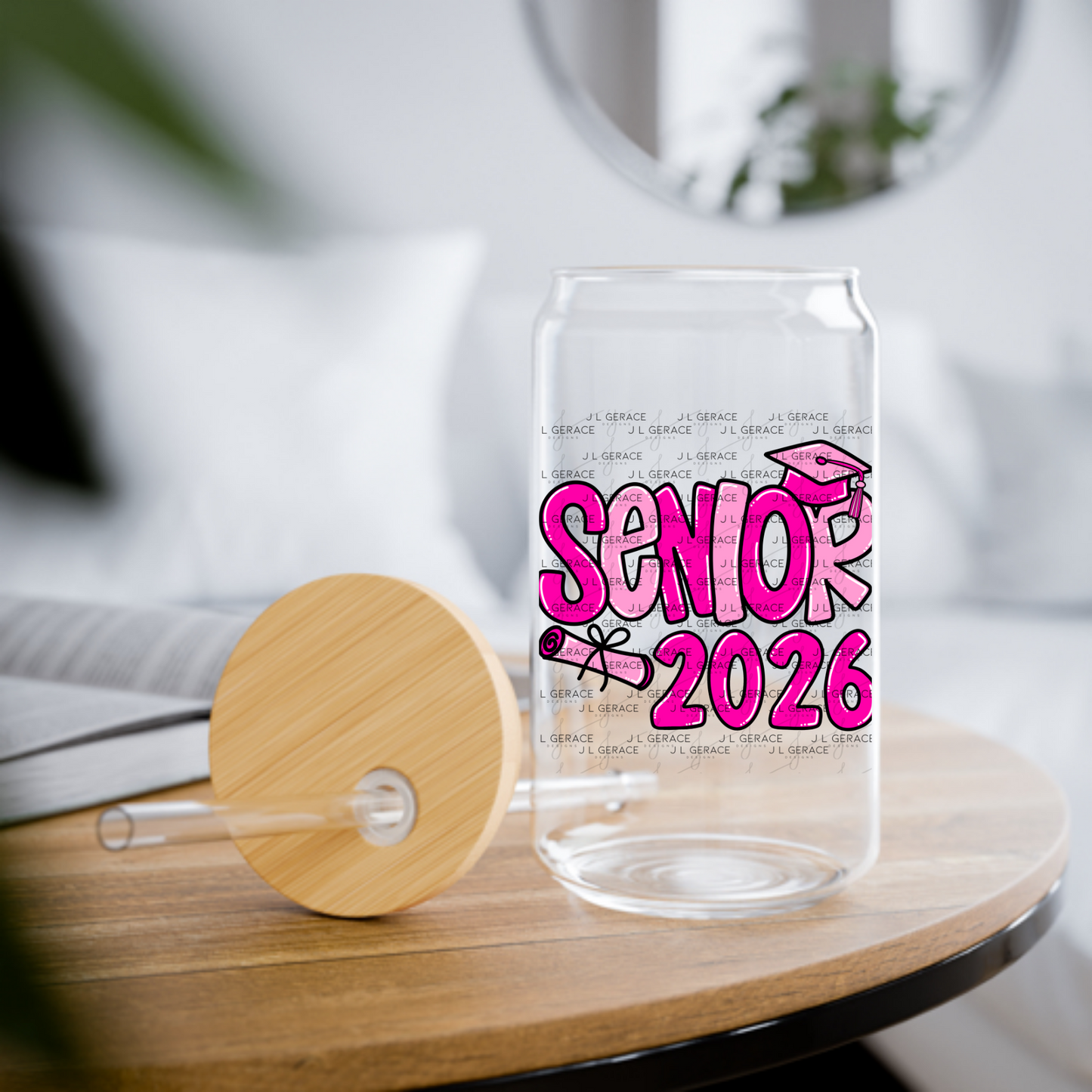 Senior 2026 PNG – Hot Pink Graduation Cap and Diploma Design