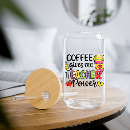 Coffee Gives Me Teacher Power PNG Sublimation Design Teacher Appreciation Digital Download