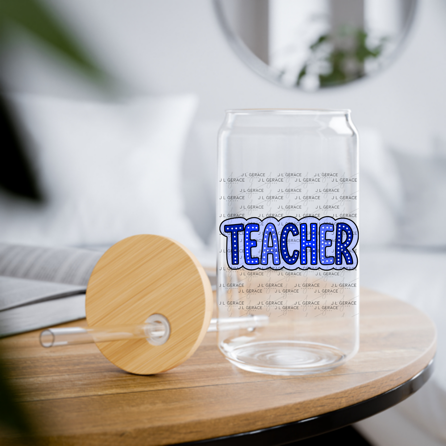 Teacher Dot Lettering Blue PNG Digital Download