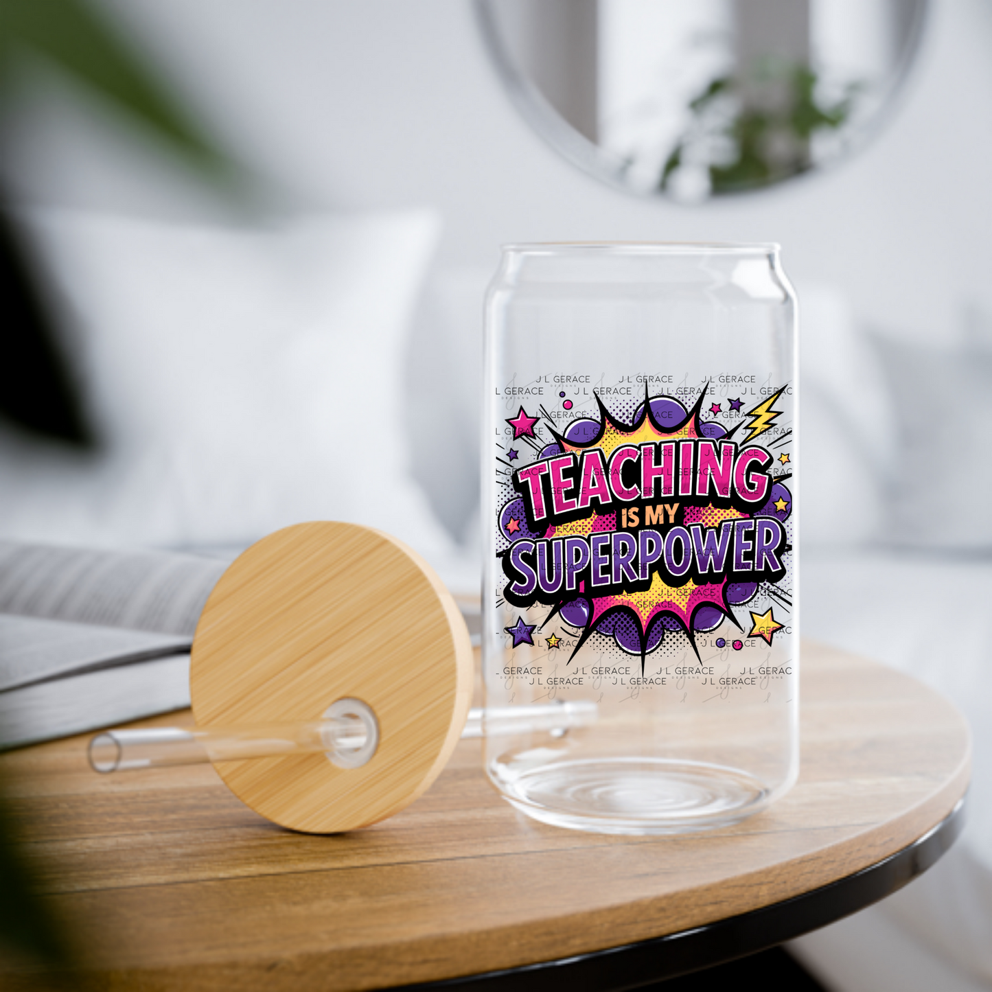 Teaching Is My Superpower Pink Purple Yellow PNG Digital Download