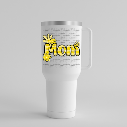 Mom Daisy and Stripes Floral Yellow PNG Design