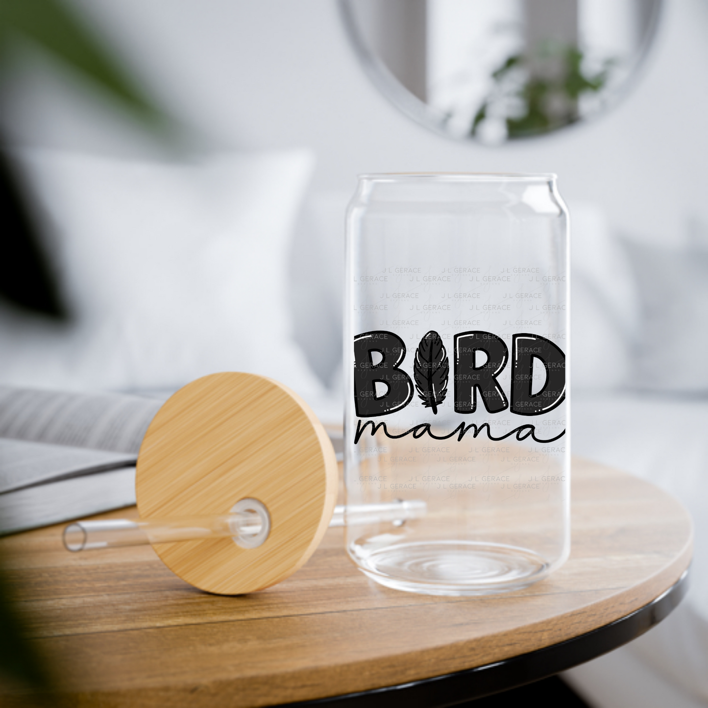 Bird PNG – Black Word Design with Feather Letter