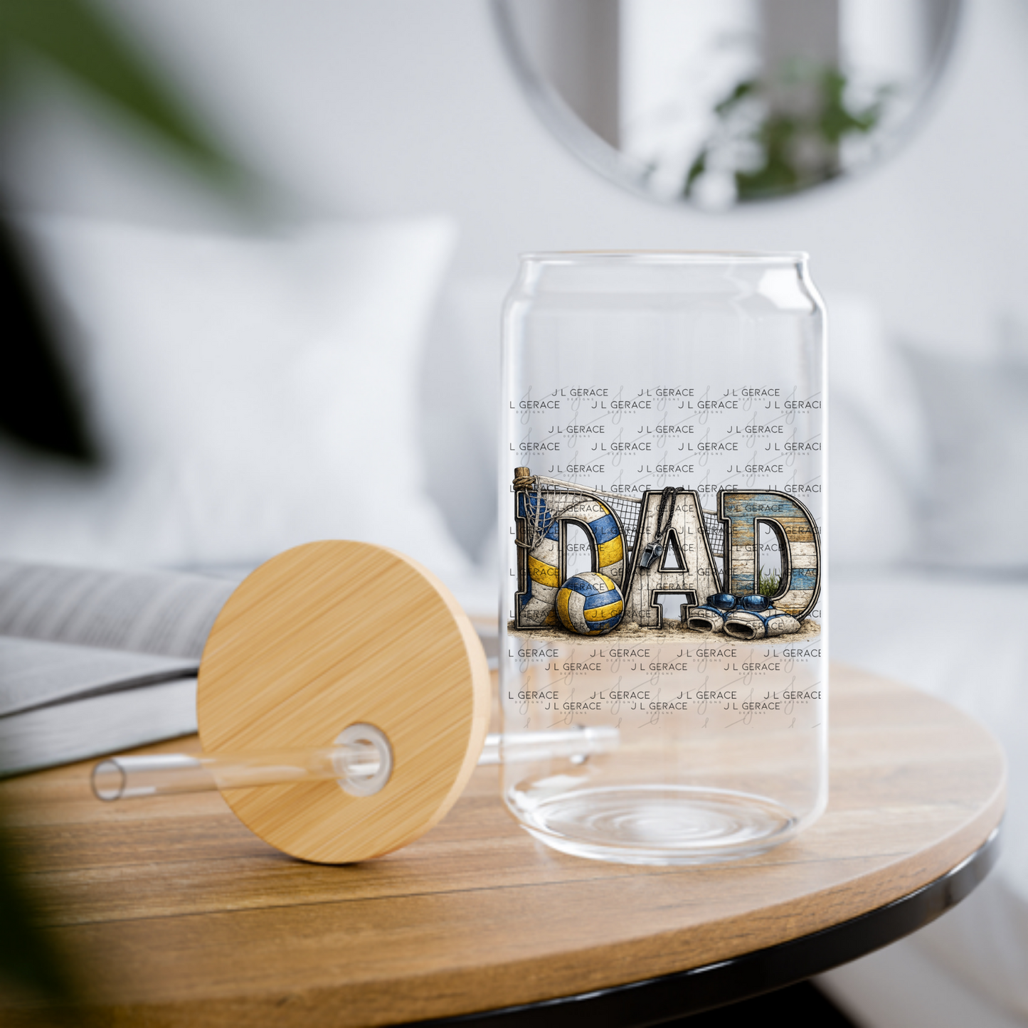 Dad PNG – Volleyball Beach Sports Design with Net Sand and Ball