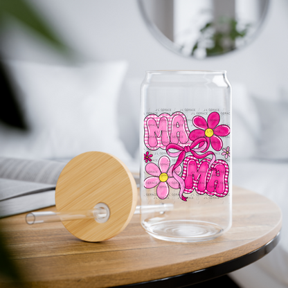 Mama Floral Bow Pink PNG Design
