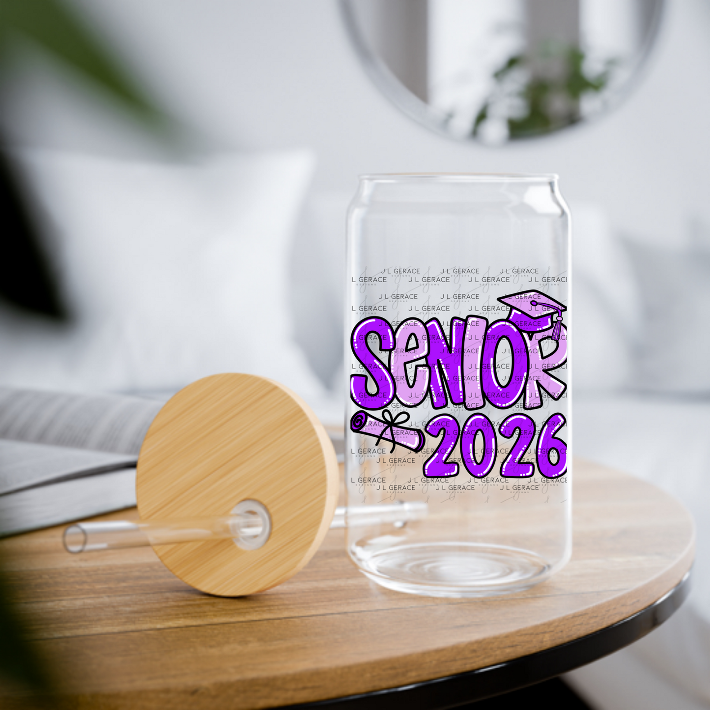 Senior 2026 PNG – Purple Graduation Cap and Diploma Design