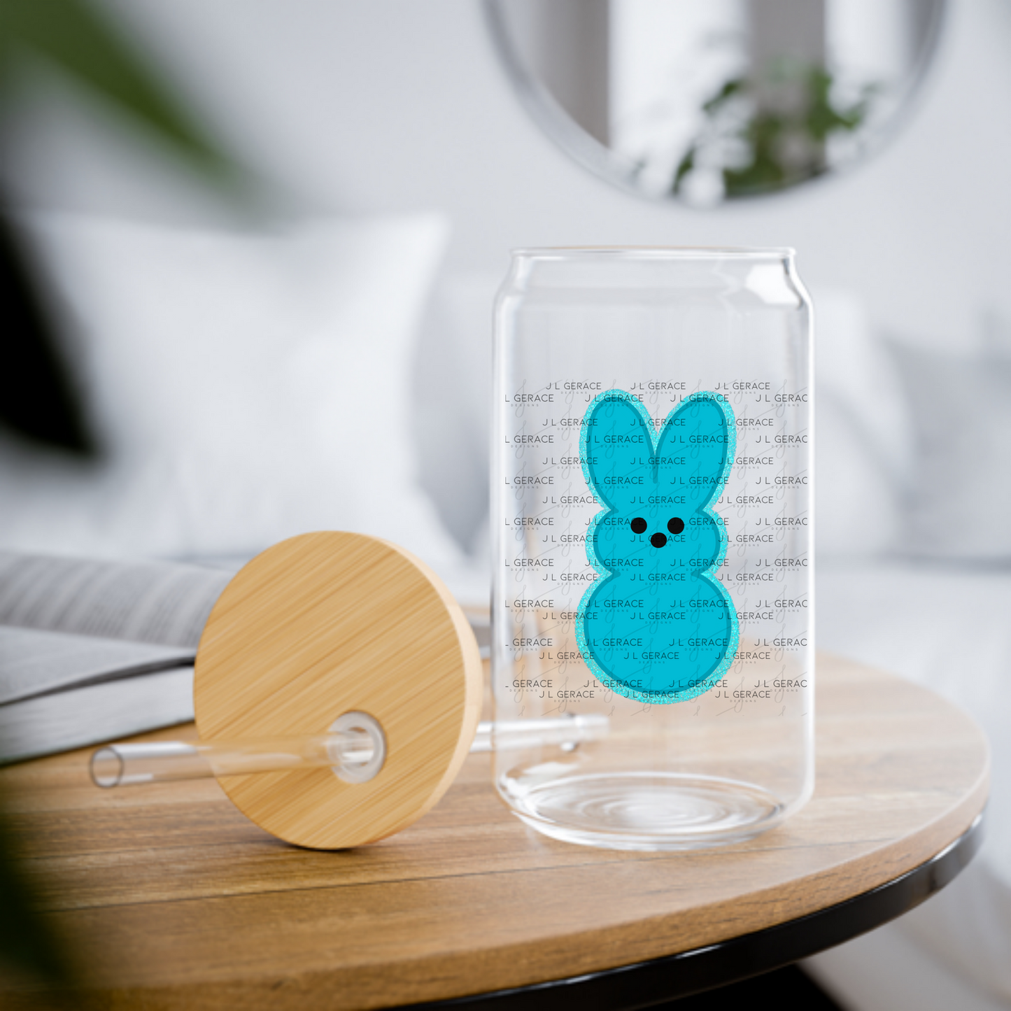 Blue Glitter Bunny Peep Easter Clipart Sublimation PNG