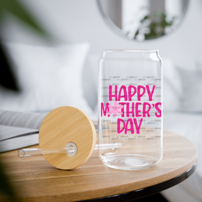 Happy Mothers Day PNG – Bold Pink Floral Lettering Sublimation Design