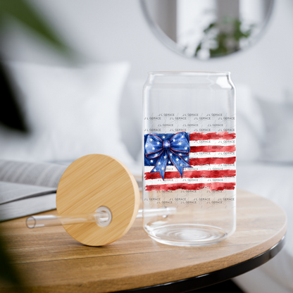 America Watercolor Flag Bow PNG Design