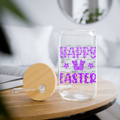 Happy Easter Purple Bunny Peep Flowers Clipart Sublimation PNG