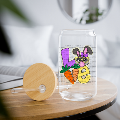 LOVE Easter Bunny with Carrots - Gold String Glitter PNG