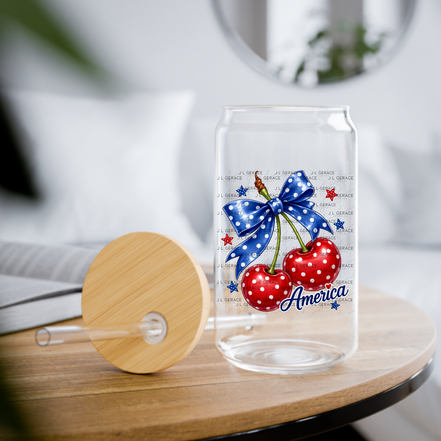 Polka Dot America Cherries PNG